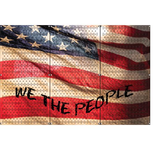 HWC13035C - American Waving Flag (3) Panels | 48″ x 32″ (tall) | VERTICAL Printed Pegboards | Stock Customizable