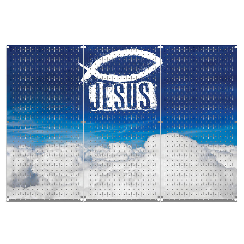 HWC13134 Jesus Fish Symbol (3 Panels) | 48" x 32" (tall) | Printed Pegboard