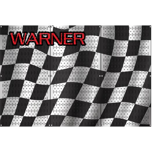HWC13024C - Racing Flags (3) Panels | 48″ x 32″ (tall) | VERTICAL Printed Pegboard | Stock Customizable
