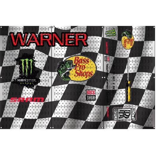 HWC13024C - Racing Flags (3) Panels | 48″ x 32″ (tall) | VERTICAL Printed Pegboard | Stock Customizable