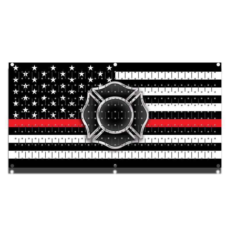 HHWC11037- Firefighter Red Line (1 Panel) | 16" x 32"(wide) | Printed Pegboard | Horizontal
