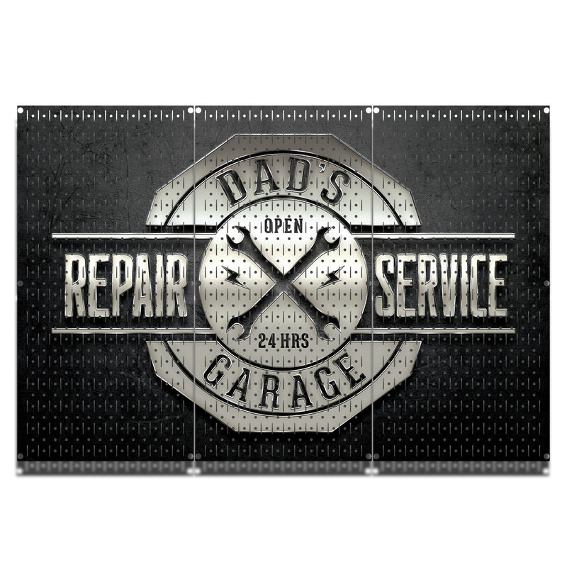 HWC13126 Dad's Garage Repair Service (3 Panels) | 48" x 32" (tall) | Printed Pegboard
