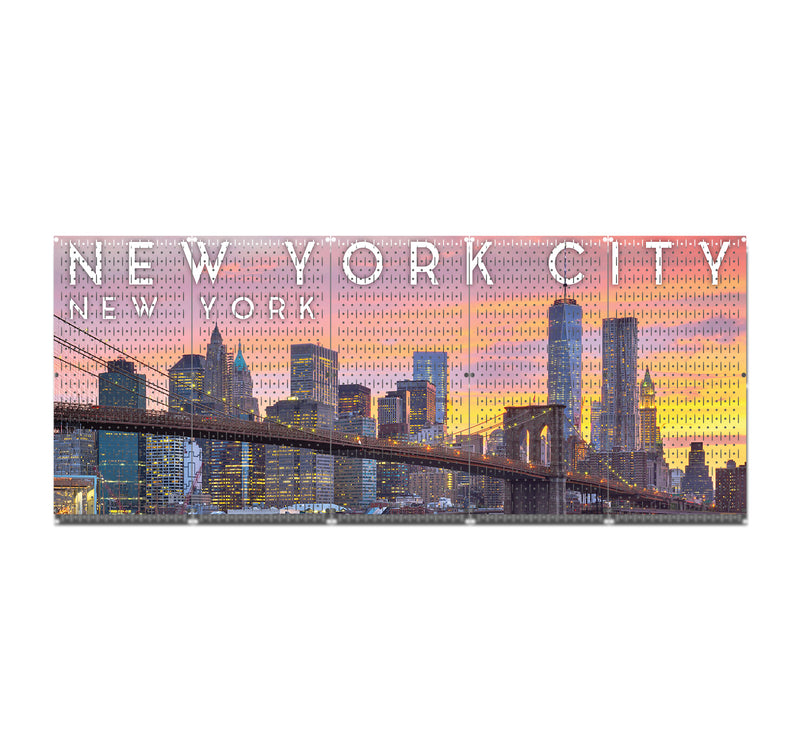 HWC15081 - New York City Cityscape (5 Panels) | 80" x 32" (tall) | Printed Pegboards