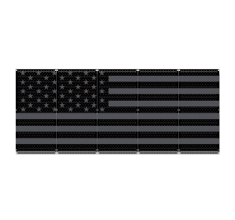 HWC15100 - American Flag Gray Black (5 Panels) | 80" x 32" (tall) | Printed Panels